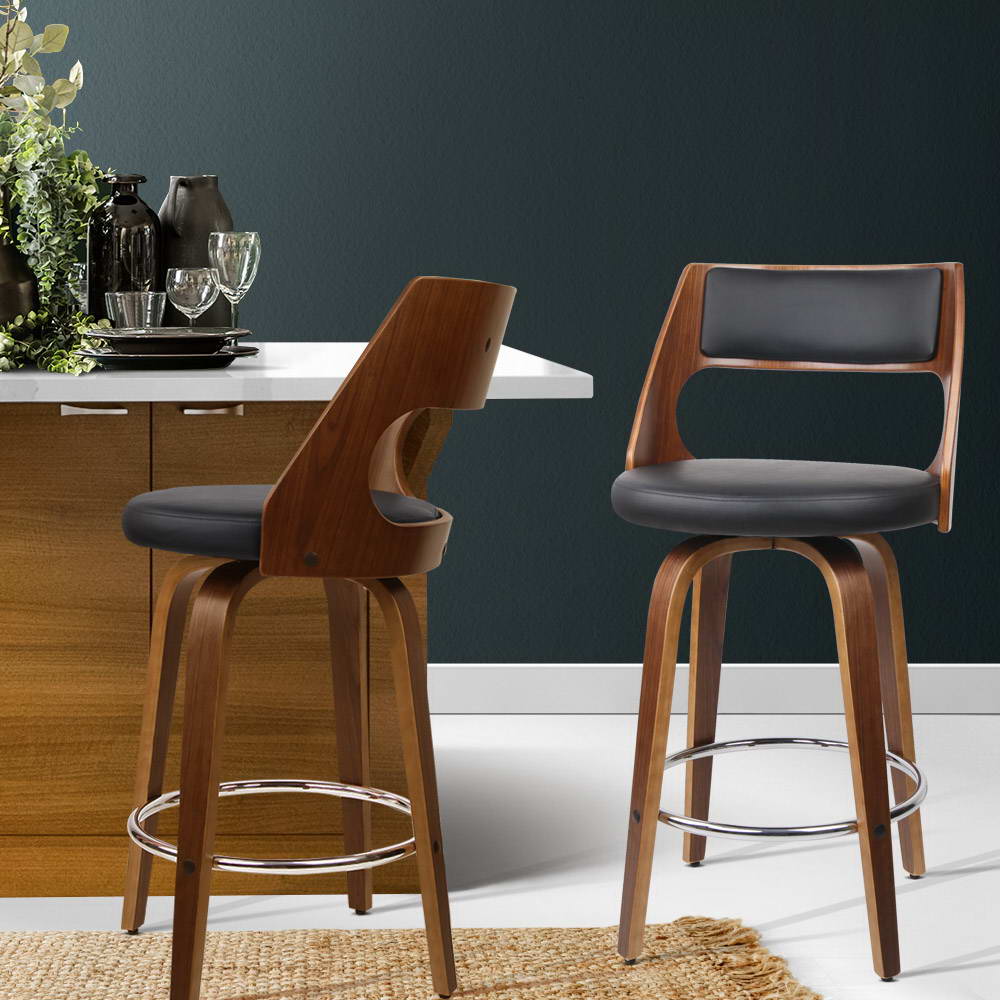 Red Hill Swivel Bar Stool, Black 2pcs