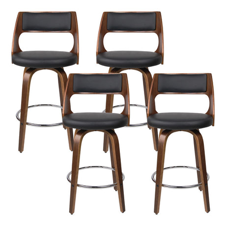 Set of 4 Artiss faux leather swivel bar stools at kitchen island — Allure Home Collections