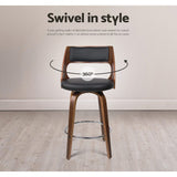 Artiss swivel bar stool faux leather seat close-up — Allure Home Collections