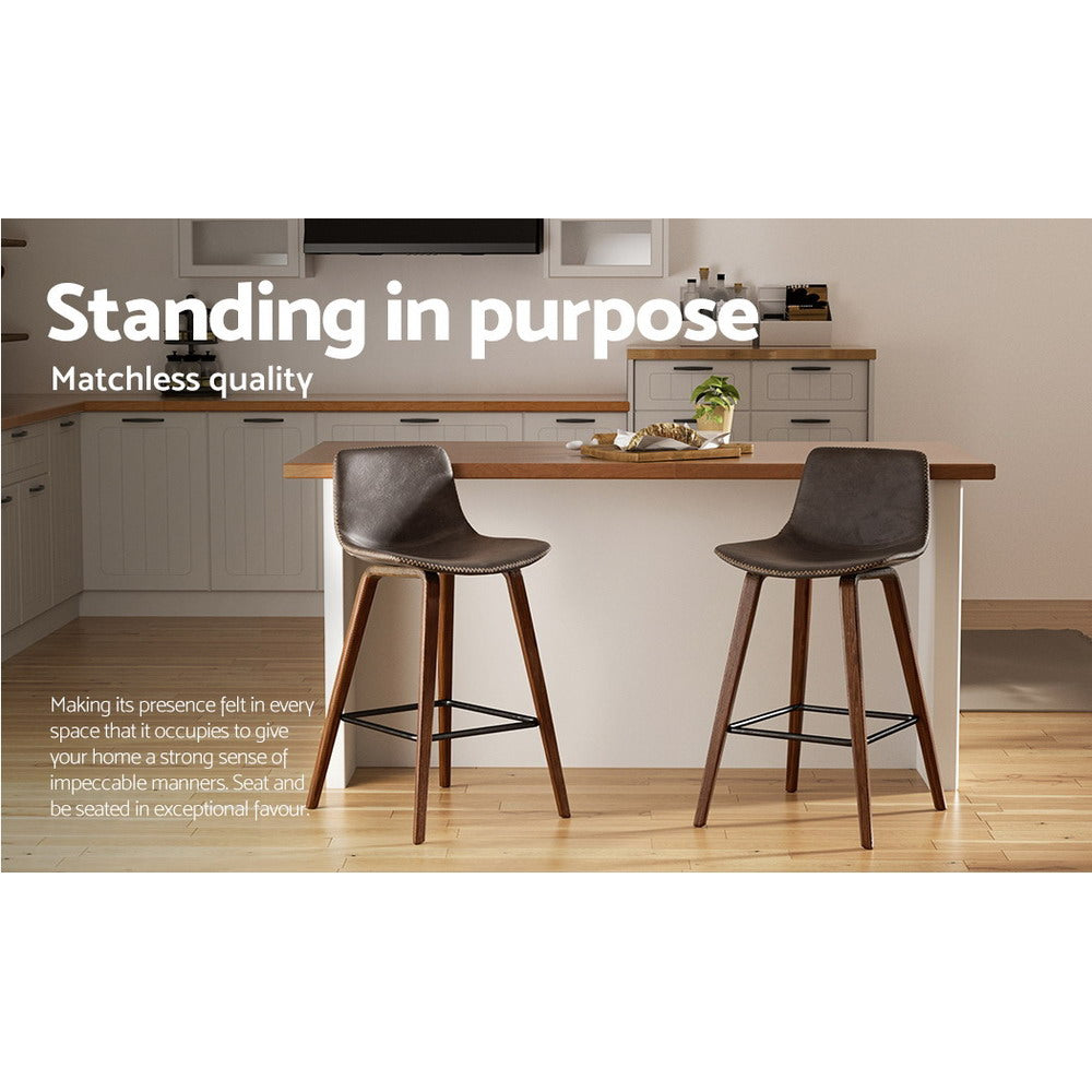 Artiss bentwood bar stool PU leather seat close-up — Allure Home Collections