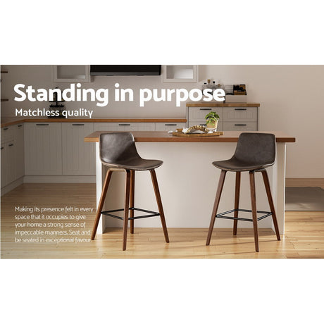 Artiss bentwood bar stool PU leather seat close-up — Allure Home Collections