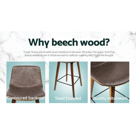 Pair of Artiss bentwood walnut bar stools in styled setting — Allure Home Collections