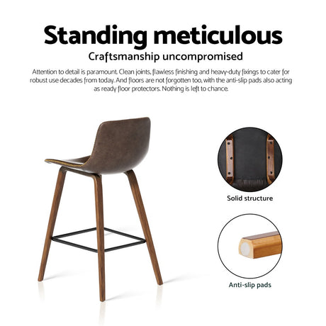 Side profile of Artiss vintage bar stool showing wooden frame — Allure Home Collections