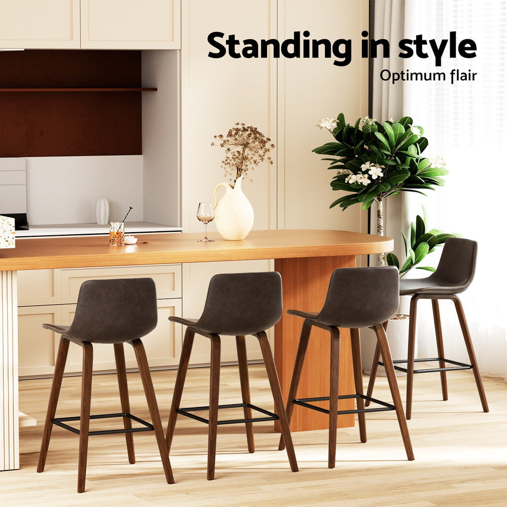 Artiss vintage leather bar stool seat close-up — Allure Home Collections