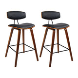 Artiss bar stool walnut wood finish and leather padded seat detail — Allure Home Collections