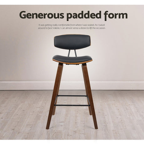 Artiss bar stool walnut leg and footrest detail — Allure Home Collections