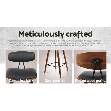 Artiss Bentwood bar stool seat and backrest upholstery close-up — Allure Home Collections