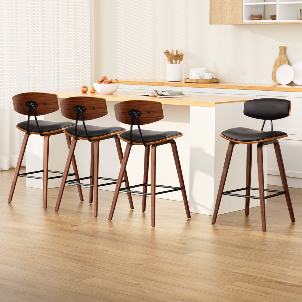 Artiss Bentwood bar stools set of 4 with solid bentwood frame and PU leather — Allure Home Collections