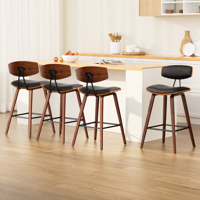 Artiss Bentwood bar stools set of 4 with solid bentwood frame and PU leather — Allure Home Collections