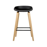 London Bridge black wooden bar stool with moulded seat at a kitchen counter