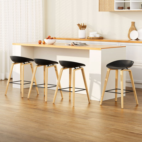 Artiss black wooden bar stool footrest and base detail — Allure Home Collections