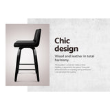 Side profile of Artiss swivel leather bar stool showing wooden frame — Allure Home Collections