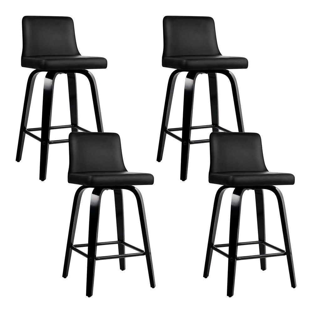 Balcombe black swivel wooden bar stool with padded seat in a modern kitchen