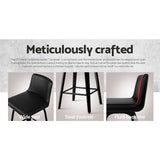 Side profile of Artiss leather swivel bar stool showing wooden frame — Allure Home Collections
