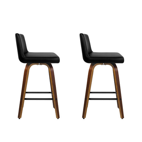 Pair of Artiss swivel leather wooden bar stools in contemporary kitchen — Allure Home Collections