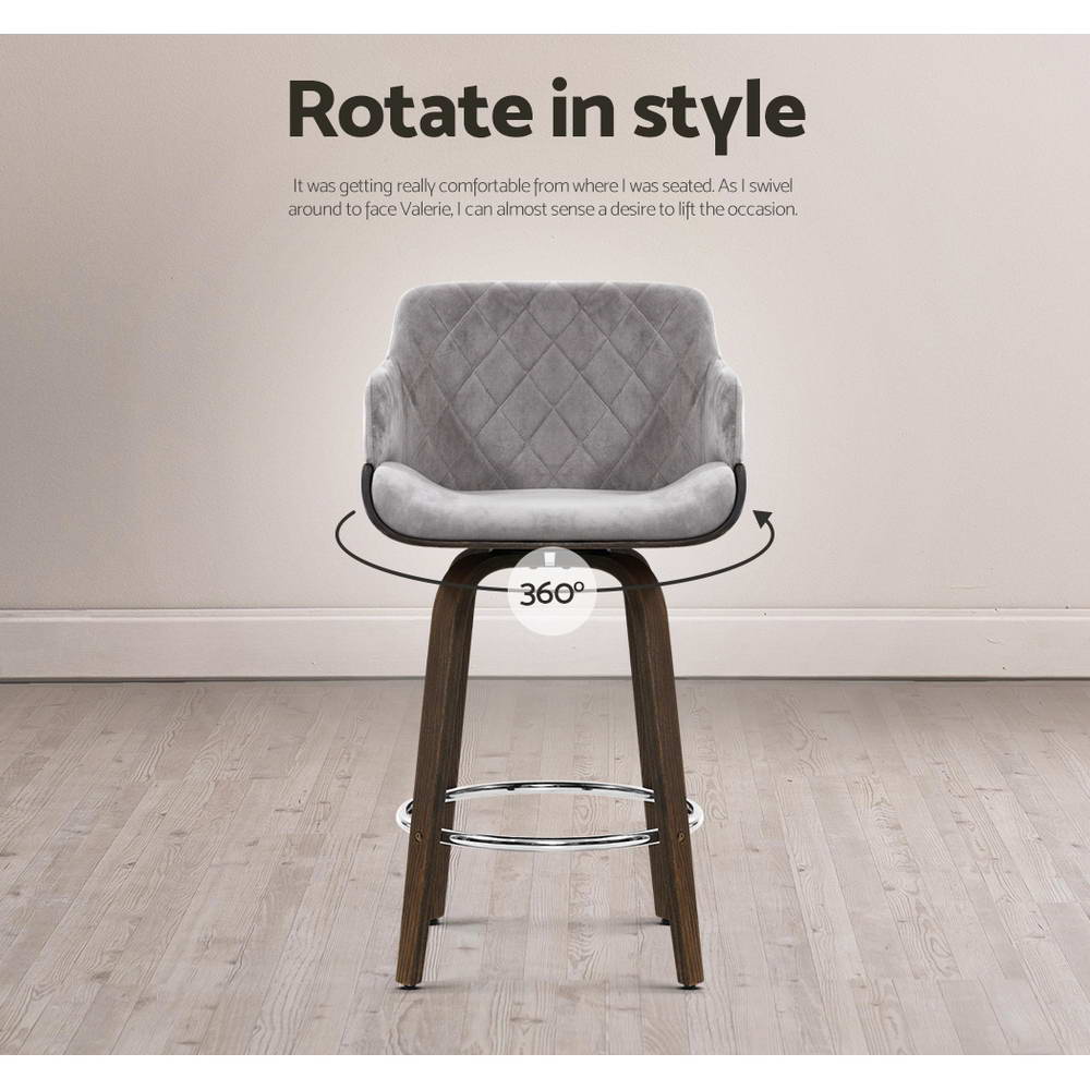 Artiss Velvet Padded Swivel Bar Stool
