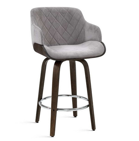 Rye Velvet Bar Stool, Grey
