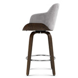 Rye Velvet Bar Stool, Grey 2pcs