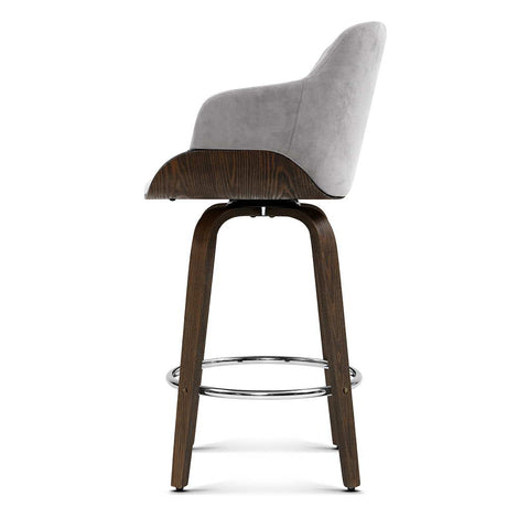 Rye Velvet Bar Stool, Grey 2pcs
