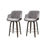 Rye Velvet Bar Stool, Grey 2pcs
