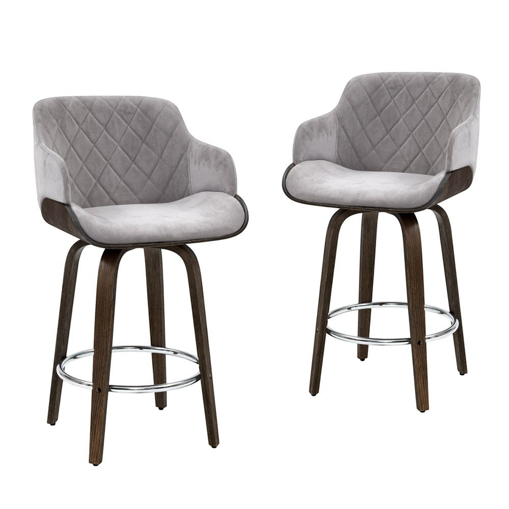Rye Velvet Bar Stool, Grey 4pcs