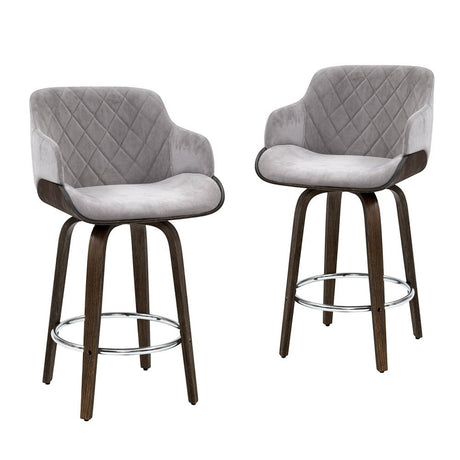 Rye Velvet Bar Stool, Grey 4pcs