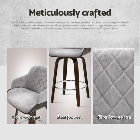 Artiss Velvet Padded Bar Stools - Set of 4