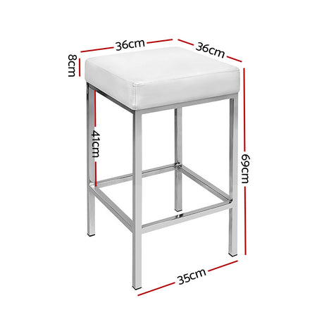 Artiss white bar stool PU leather seat and thick foam padding detail — Allure Home Collections