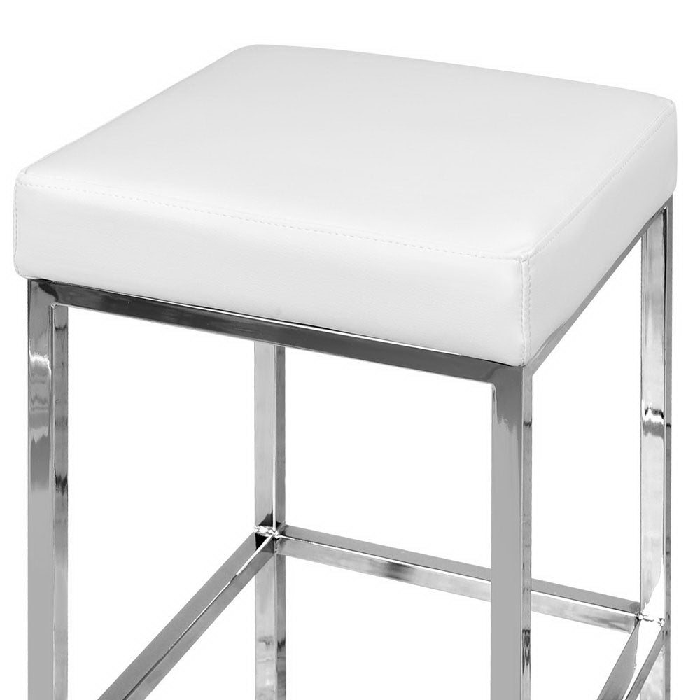 Side profile of Artiss white bar stool showing metal base — Allure Home Collections