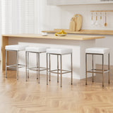 Artiss white leather padded bar stools set of 4 with chrome metal legs — Allure Home Collections