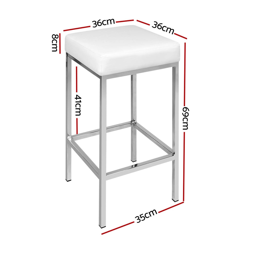 Artiss white bar stool leather seat and chrome metal leg detail — Allure Home Collections