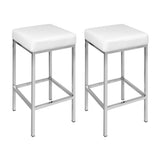Set of 4 Artiss white leather metal bar stools at kitchen island — Allure Home Collections
