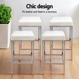 Side profile of Artiss white bar stool showing chrome legs and padded seat — Allure Home Collections