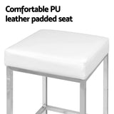 Artiss white leather bar stool padded seat close-up — Allure Home Collections