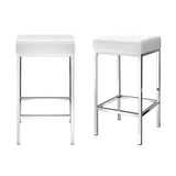 Four Artiss white leather metal bar stools in contemporary kitchen — Allure Home Collections