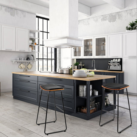 Side profile of Artiss metal bar stool showing sleek minimalist frame — Allure Home Collections