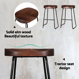 Artiss tractor bar stool seat close-up showing pine wood finish — Allure Home Collections