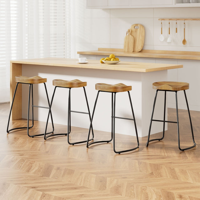 Artiss vintage tractor seat wooden bar stools set of 4 at 65cm — Allure Home Collections