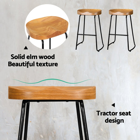 Artiss tractor seat bar stool wooden seat close-up — Allure Home Collections