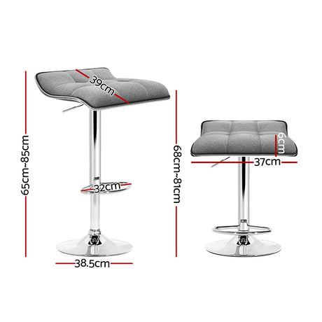 Artiss linen bar stool faux linen seat and chrome gas lift detail — Allure Home Collections