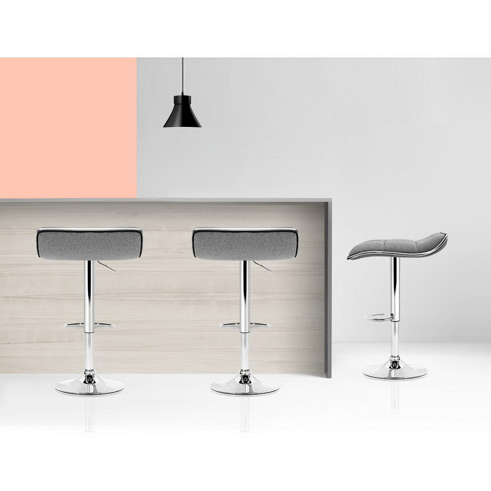 Pair of Artiss linen bar stools in styled kitchen — Allure Home Collections