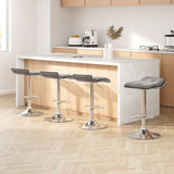 Coronet Bay grey faux linen gas lift swivel bar stool in a modern kitchen