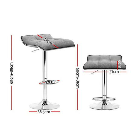 Artiss linen bar stool faux linen seat and gas lift detail — Allure Home Collections