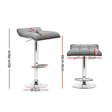 Coronet Bay grey faux linen gas lift swivel bar stool in a modern kitchen