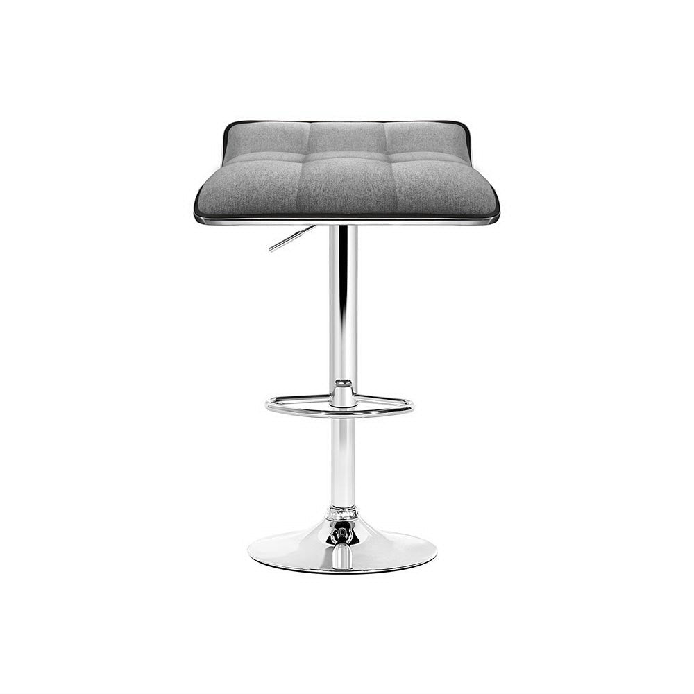 Coronet Bay grey faux linen gas lift swivel bar stool in a modern kitchen