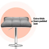Artiss linen bar stool seat close-up showing fabric detail — Allure Home Collections