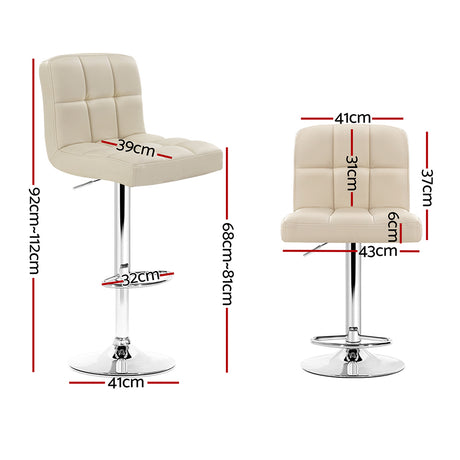 Pair of Artiss Noel beige gas lift bar stools in styled kitchen — Allure Home Collections