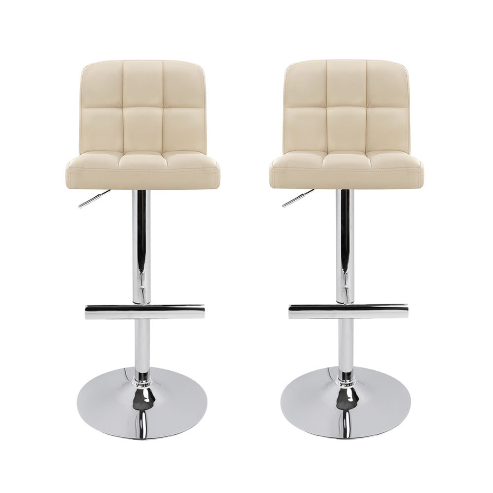 Artiss Noel beige PU leather gas lift bar stools set of 2 — Allure Home Collections
