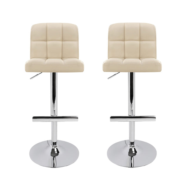 Artiss Noel beige PU leather gas lift bar stools set of 2 — Allure Home Collections