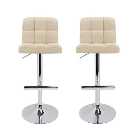Close up of the sunderland bay gas lift bar stool beige seat and frame